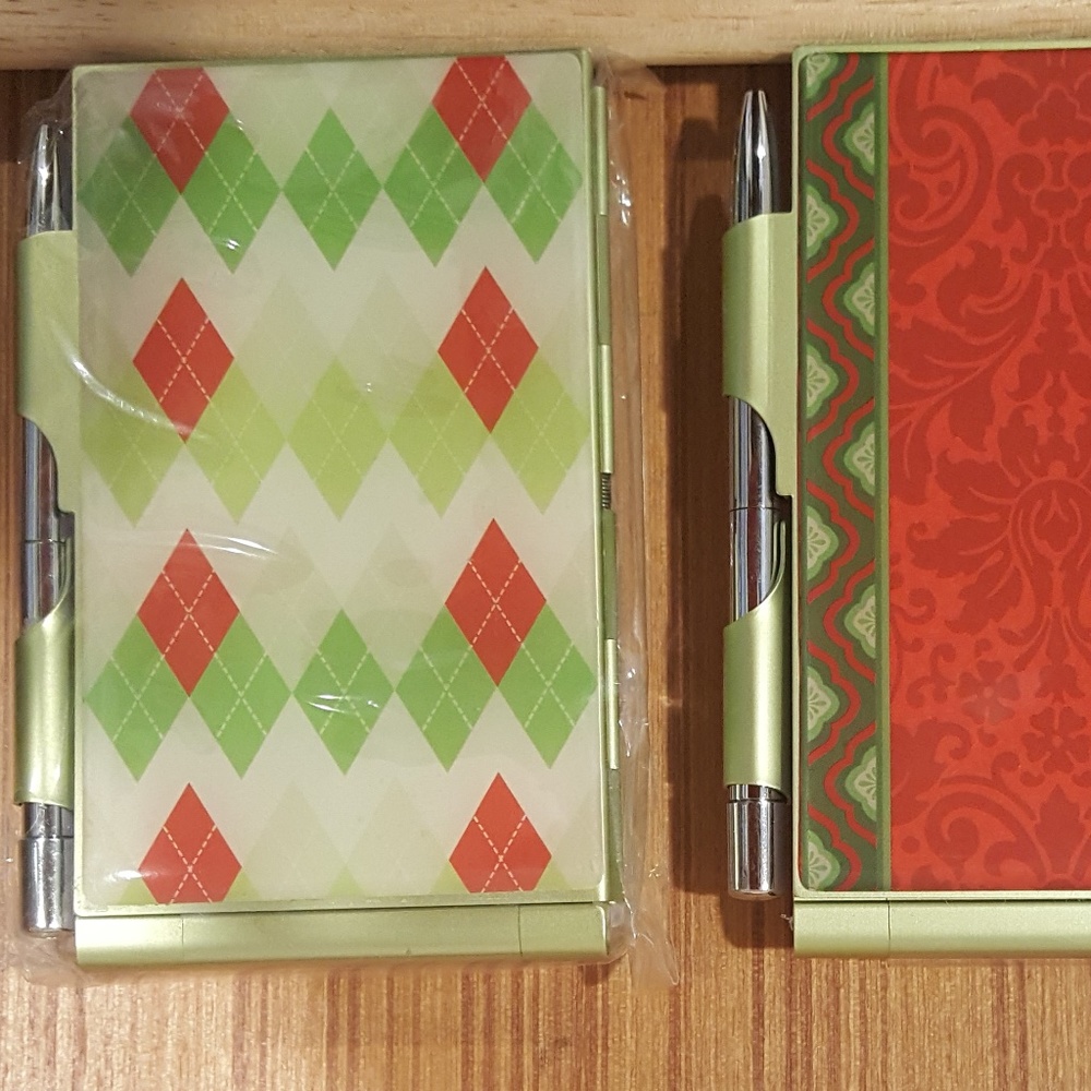 Two Hardcover Notepads with Pen and Case